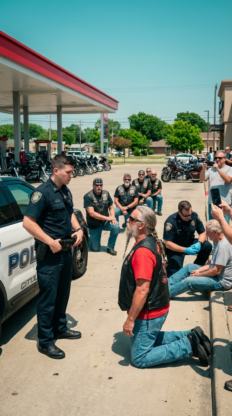 The Day a Biker Brotherhood Knelt Before a Young Cop — And Silenced the Crowd