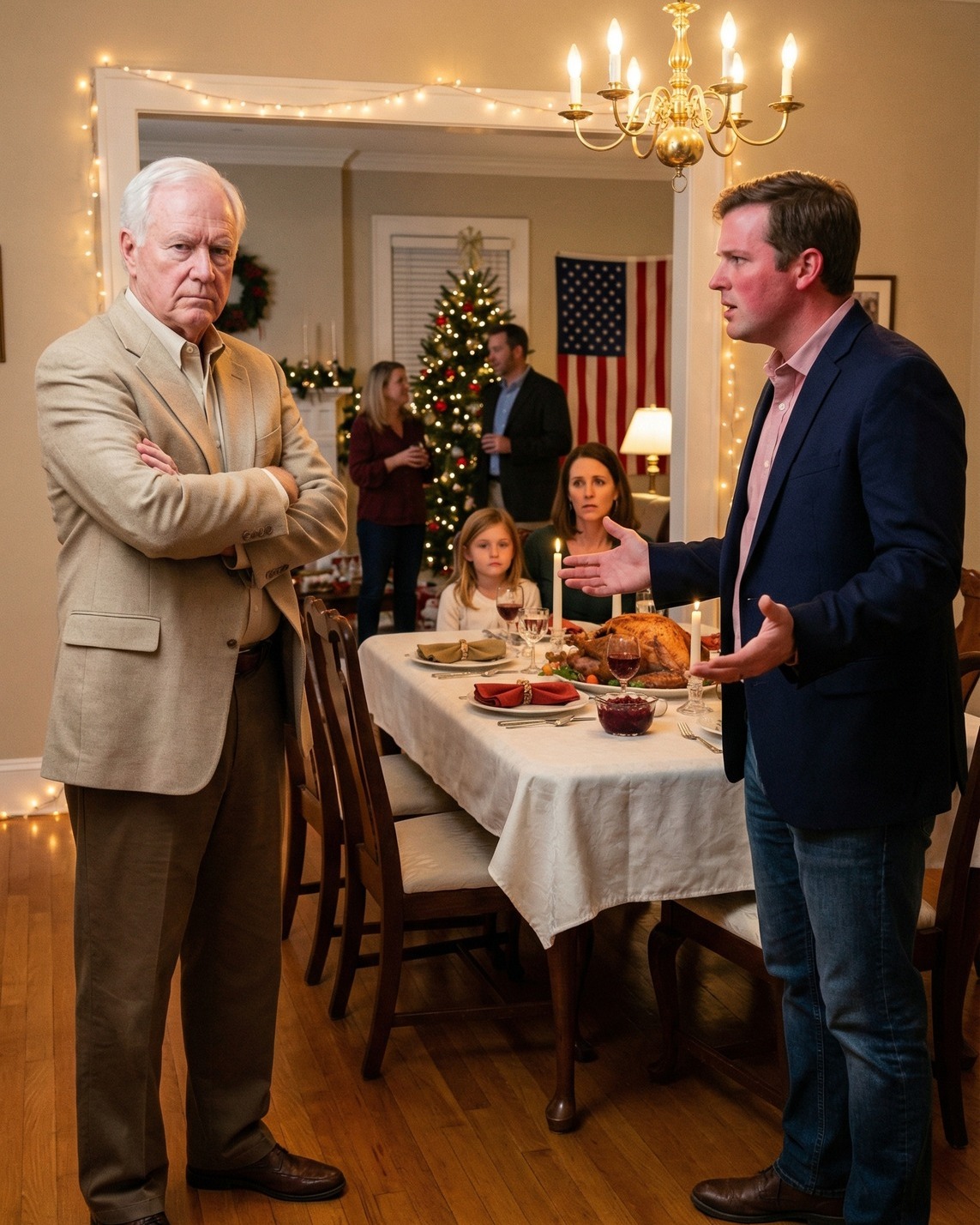 “GO AWAY! YOU’RE NOT INVITED!” My Son-In-Law Shouted When I Tried To이 Sit At The Christmas Table He Had Set. He Must Have Forgotten He Was In My House. I Calmly Got Up, Walked To The Front Door, And Did Something That Shocked Everyone.