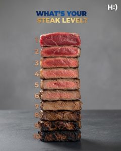 From Blue To Well Done There Can Only Be One Perfect Steak 👀🥩 What’s Your Steak Level From 1 To 10 Revealing Taste Preferences From Rare Juiciness To Fully Cooked Texture While Sparking The Ultimate Food Debate Over Flavor, Tenderness, And Personal Style That Defines How You Truly Enjoy Your Steak