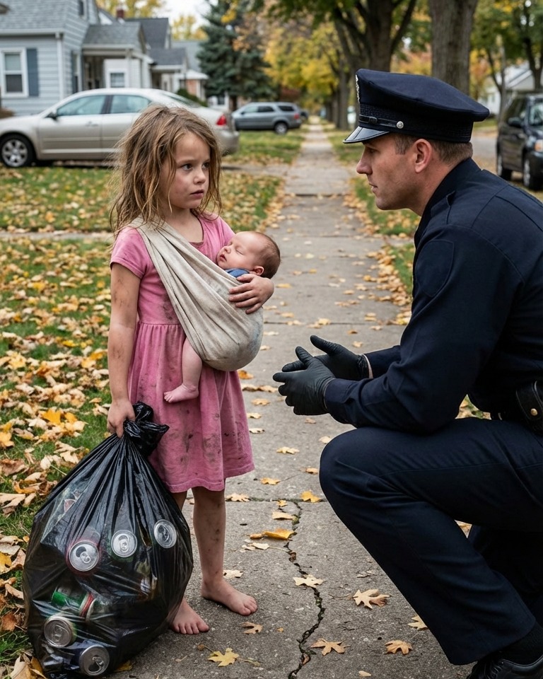 He Thought It Was Just Another Call—Until He Saw a Barefoot 5-Year-Old Girl Carrying a Baby in the Freezing Cold