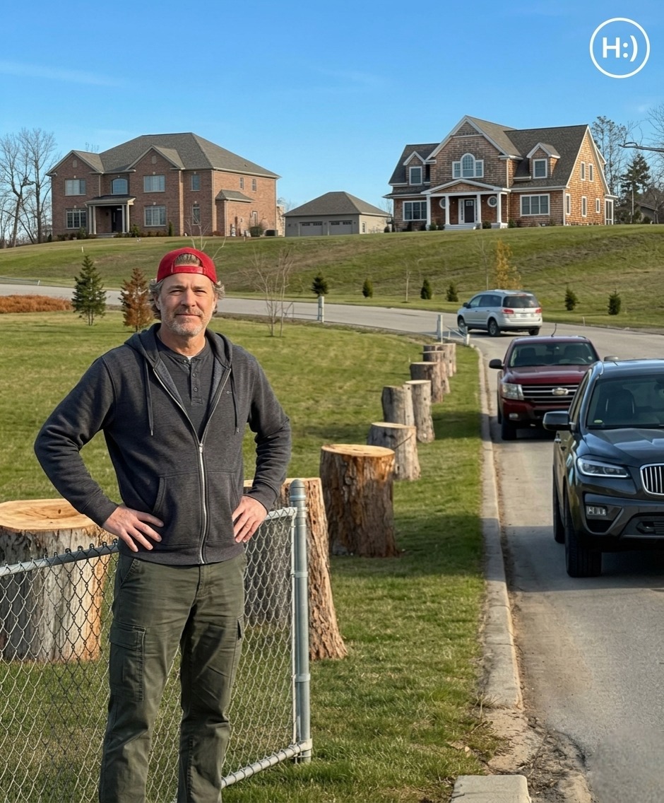 They Destroyed Forty-Year-Old Trees on My Family’s Land for a Better View—So I Took Drastic Action, Blocking the Only Road to Their Homes, Forcing the Entire Neighborhood to Confront the Cost of Their Greed, Face the Consequences of Theft, and Witness How One Person’s Clever Leverage Turned Revenge Into a Lesson They’d Never Forget