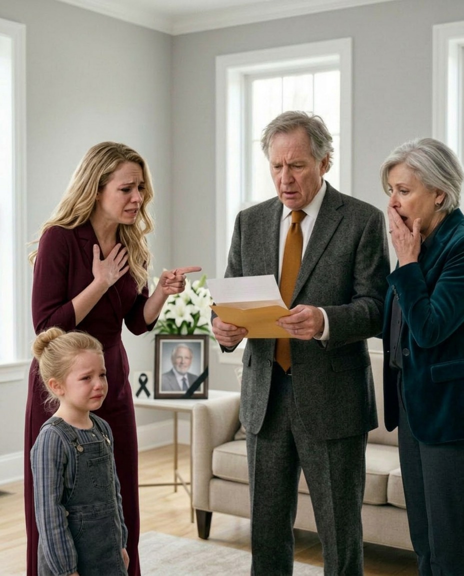 I called my parents to say my husband had di3d, but they were too busy celebrating my sister’s birthday. Days later, they showed up demanding half his inheritance—until my 8-year-old daughter handed them an envelope that made their hands shake.